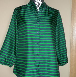 The Limited Green and Navy Blue Blouse